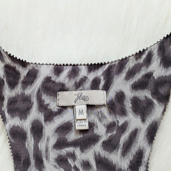 Joie Leopard Print Gray Silk Racerback Tank Top - Picture 9 of 11